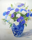 Cornflowers in a Blue and white vase - SOLD