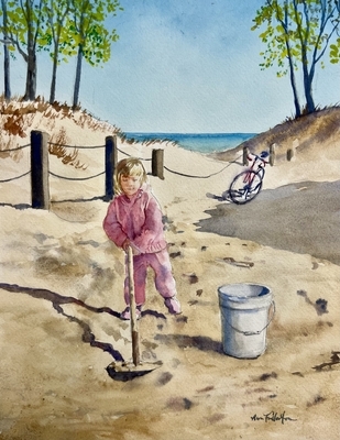 Little girl with shovel