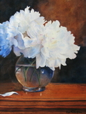 White Peonies in vase - SOLD